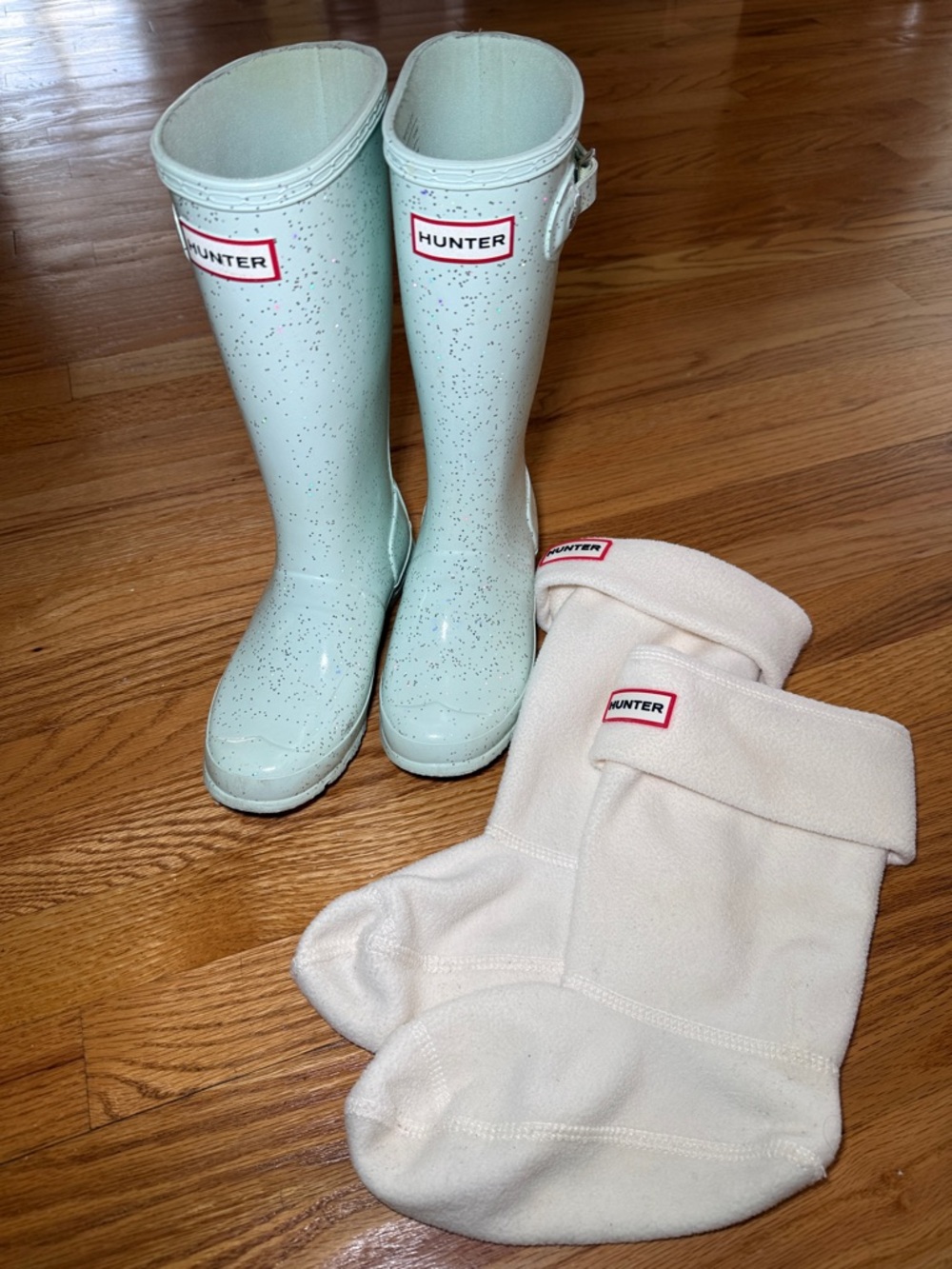 Hunter Rain Boots with fleece boot Liners